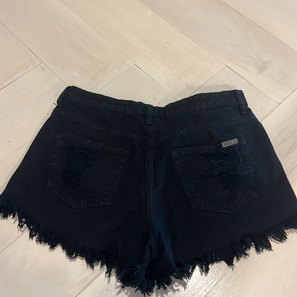 Black High Rise Ripped Shorts - Picture 2 of 5